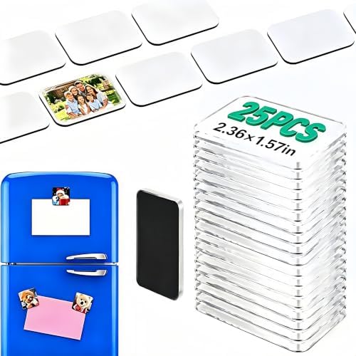 25 Pack Clear Acrylic Fridge Magnet Blanks 2.36x1.57in 5mm(0.2in) Thick Magnet Sheets DIY Craft Kit (Rectangle)
