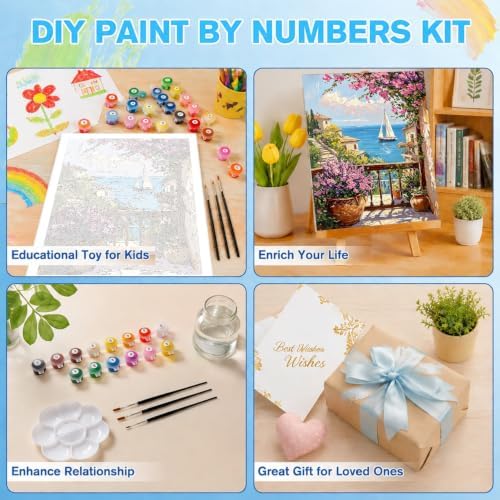 Yixzoxa Paint by Numbers Kit for Adults, DIY Oil Painting Canvas 16x20inch