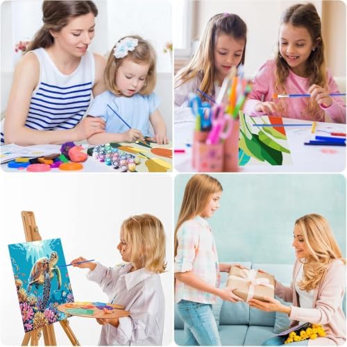 4 Pack Framed Paint By Numbers Kit for Adults, Beach Paint By Number Kits