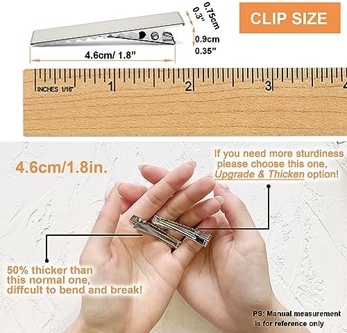 HiJeaton 90Pcs Alligator Hair Clips for Bow Making, 4.6cm/1.8" Metal Gator Clips, Large Plain DIY Supplies for Crafts and Hairdresser