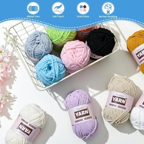 3 Packs Plush Chenille Chunky Crochet Yarn - Baby Yarn for Crocheting Soft - Velvet Yarns Knitting for Blankets Crafts - Fluffy Amigurumi Yarns 150g / 196.8yds (3 Violets)