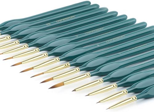 Transon Extra Fine Tip Detail Brushes 15Pcs for Model Miniature Painting and Acrylic Watercolor Painting