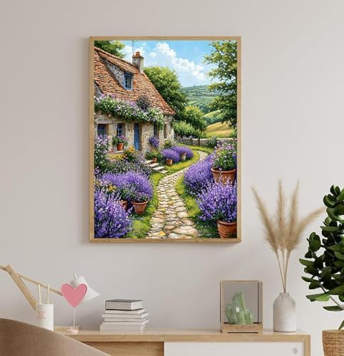 Accompany Wind Country Path Diamond Art Kits for Adults, 5D Diamond Painting Kits for Beginners,DIY Round Full Drill Diamonds Gem Art Crafts for Home Wall Decor Gifts 12x16 Inch