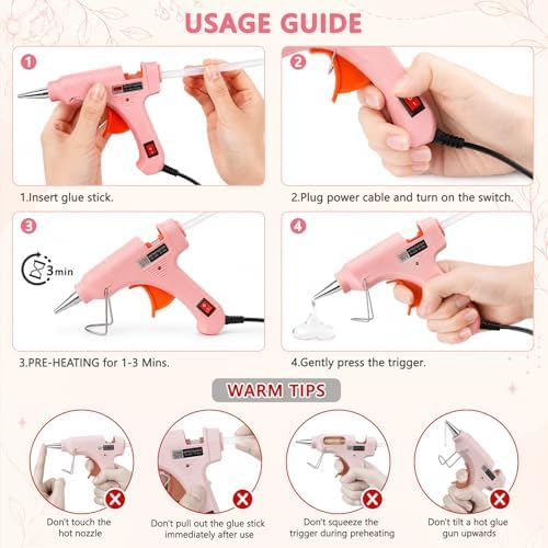 Mini Hot Glue Gun Kit with 30 Glue Sticks, 20W Fast Preheating Hot Glue Gun And Sticks Set for School Crafts, DIY Arts & Quick Home Repairs, Pink