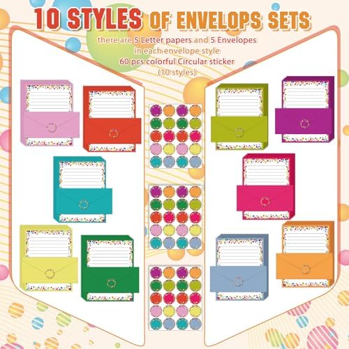 TaoBary 160 Pcs Polka Dot Stationery Paper and Envelopes Set, 8.5 x 11''