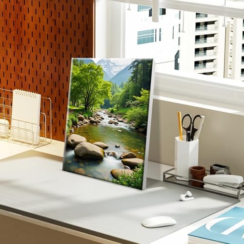 JOOZ 4 Pack Paint by Numbers Kit for Adults with Frame Mountain Landscape Paint by Number with Easel DIY Forest Adult Paint by Number Kits Moon Lake Oil Painting Kits for Home Wall Decor 8x12 Inch
