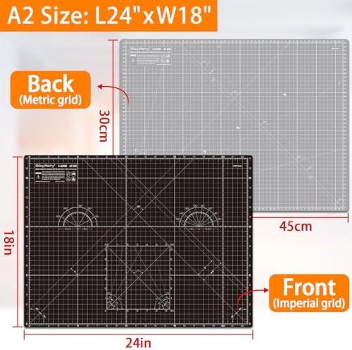 Self Healing Cutting Mat A2 18"x 24" Double Sided Black Mat