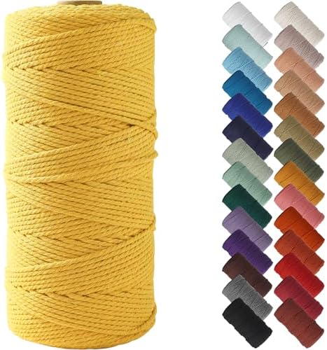 NOANTA Yellowish Brown Macrame Cord 2mm x 220yards, Cotton Macrame Yarn