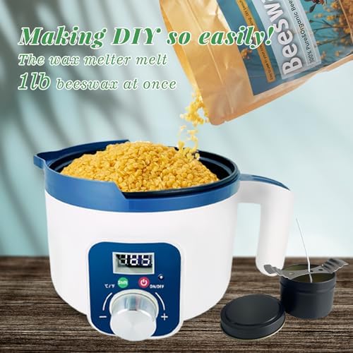 Handnatur Beeswax Candle Making Kit for Adult, 4lb Wax for Candle Making, Including Organic Beeswax with Digital Wax Melter, Cotton Wick, Wick Stickers