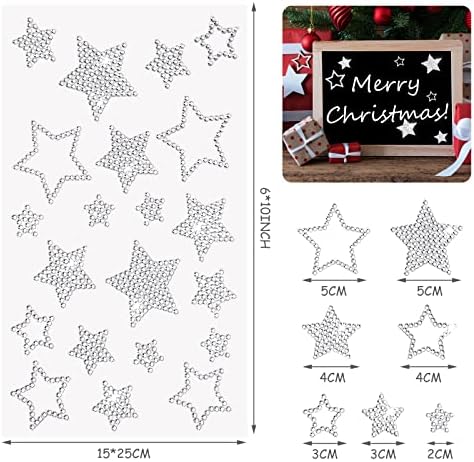 Epakh 84 Glitter Bling Rhinestone Sticker, Star, Silver