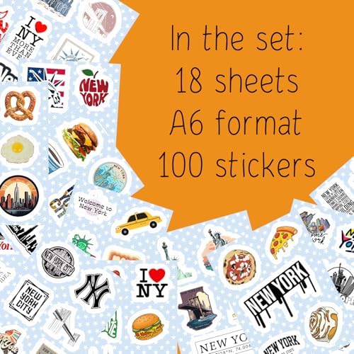 100Pcs New York Stickers for Water Bottle and Laptop - New York Party Supplies & Decorations, Waterproof Vinyl Decals, City and Landmark Stickers, Gifts for Women & Men