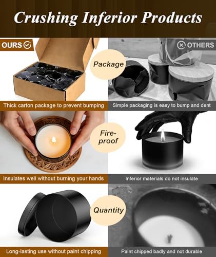 PCREGPAE 8OZ Black Candle Tins Cans with Lids and Wicks for Making Candles