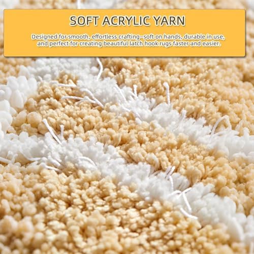 AKZYTUE 12 Rolls Latch Hook Yarn, Precut Rug Yarn for Latch Hook Kits, Crochet Yarn Bundles for Latch Hook Rug Making, DIY Tapestry Crafts for Adults & Beginners,Ivory