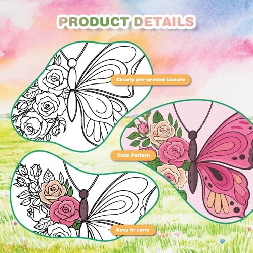 12 Packs Butterfly Pre Drawn Canvas to Paint, Pre Printed Canvas for Painting, Pre Stretched Canvas Outline Painting Boards for Beginners, Students, Party Favors(4 * 4in)
