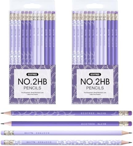ECOTREE Pre-Sharpened #2 Pastel Pencils, Back to School Supplies, 24 Count