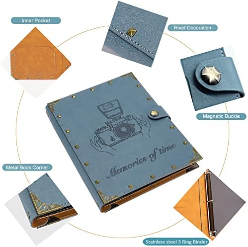 ZEEYUAN Leather Scrapbook Album 60 Pages Love Memory Photo Album 8.5x11 inch, Travelling Journal Scrap Book Family Scrapbook Scrapbooking Supplies Kits Gift for Couples Anniversary Wedding