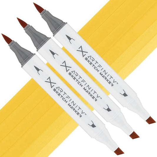 Artfinity Sketch Markers - Set of 3 - Yellow Cab Y2-35, Vibrant, Professional, Dye-Based Alcohol Markers for Artists, Drawing, Travel, & More