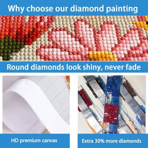 TYPUSOK Waterfall Diamond Art Kits for Adults,Round Full Drill 5D Diamond Painting Kits for Beginners,Cherry Blossoms DIY Diamond Dots Pictures Gem Art Kit,Home Wall Decor 12x16in