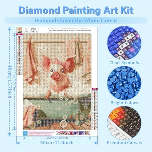 Reivworl Pig Diamond Art Kits for Adults Beginner 12×16 inch