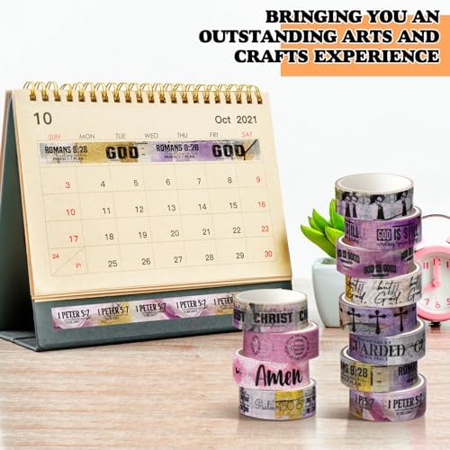 24 Rolls Christian Washi Tape Gifts for Bible Journaling, Purple