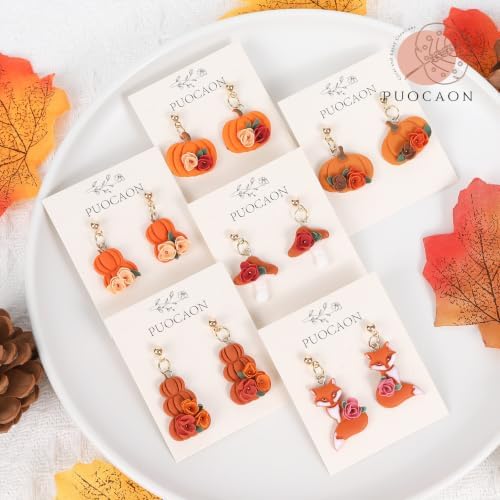 Puocaon Fall Pumpkin Polymer Clay Cutters for Jewelry Fox Earrings Making