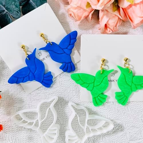 Xaekicr Hummingbird Polymer Clay Cutters – 4 Pcs Clay Cutters for Polymer Clay Jewelry, Bird Shape Clay Earring Cutters, DIY Clay Tools for Earrings and Crafts