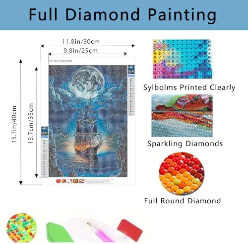 SHONGSHU Diamond Art Kits for Adults-Colorful Starry Forest Landscape Diamond Painting Kits for Adults Beginners, 5D DIY Full Drill Round Rhinestone Gem Art Crafts Paintings for Home Wall Decor (SK3)