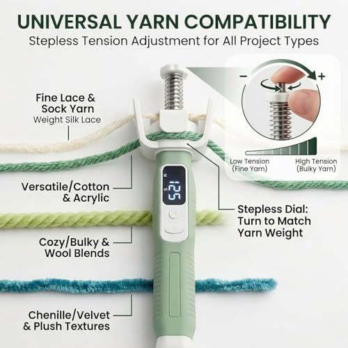 Crochet Tension Tool with Row & Stitch Counter, 2-in-1 Yarn Guide Regulator, Ergonomic for Arthritis Hands & Beginners, Left Right Handed Crochet Accessories