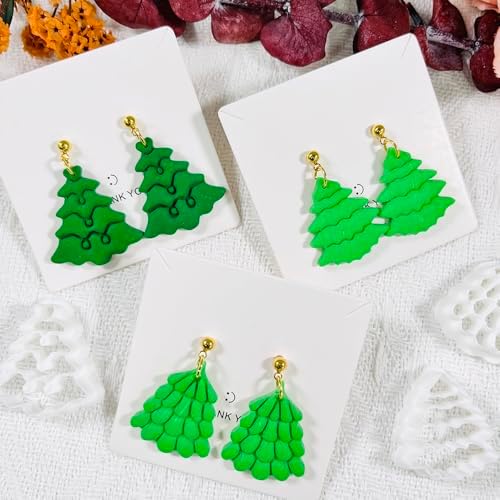 Xaekicr Christmas Tree Polymer Clay Cutters – 3 Style Clay Cutters for Holiday Earrings, Christmas Clay Tools for Polymer Clay Jewelry and Crafts