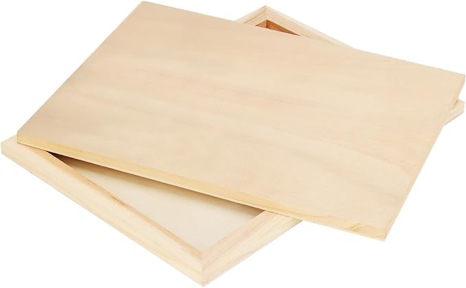 PINGEUI 12 Pack 9 x 12 Inch Blank Wood Canvas Panels, Unfinished Wooden Canvas Boards, Wood Cradled Painting Panel Boards, Artist Wooden Canvases for Painting, Pouring