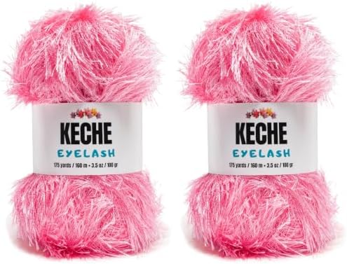Eyelash Fun Fur Yarn - Premium Soft Crochet Yarn DIY Hand Knitting 100% Polyester 175 Yds 3.53 Oz (Pack of 2) - Baby Pink