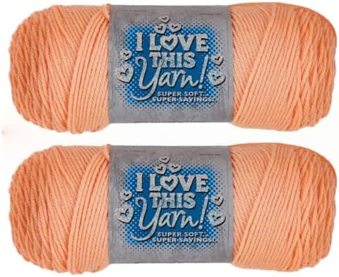 Hobby Lobby I Love This Yarn, 100% Acrylic, 230 Light Peach, Set of 2