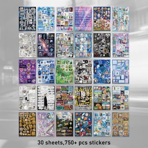 Cute Sticker Book 30 Sheets 750+ Pcs Y2K Vintage Aesthetics Stickers