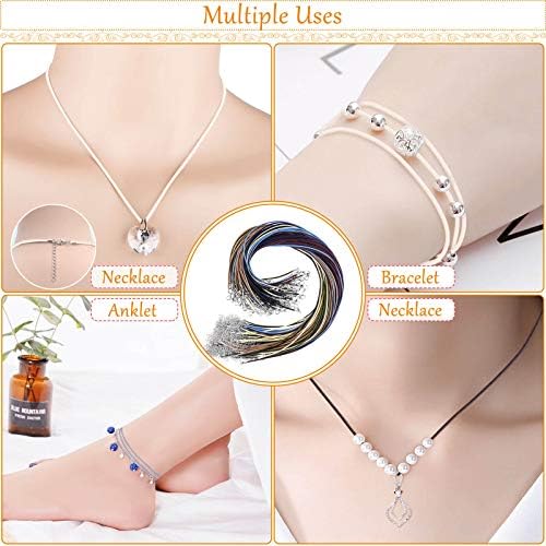 Necklace Cord, Selizo 100pcs Necklace String, Waxed Cotton Necklace Cord with Clasp Bulk for Jewelry Bracelet Making, Beads, Pendants, Charms