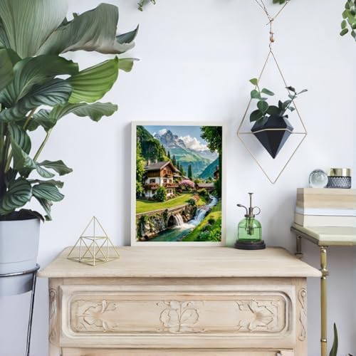Forest Cabin Diamond Painting Kits for Adults Beginners Gem Art DIY Craft | 5D Full Drill Diamond Art Painting Kits, Gem Art Kits for Adults,Home Wall Decor Gift 11.8X15.7 Inch