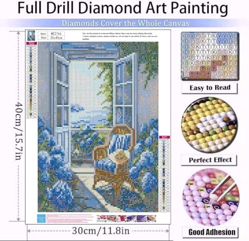 mrpwnle Hydrangea Diamond Art Kits for Adults Seaside Diamond Painting Kit
