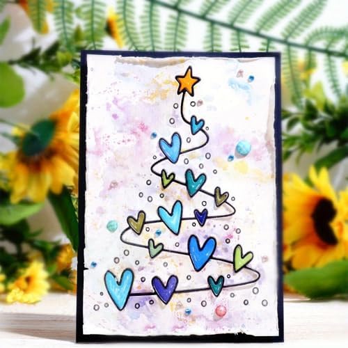 Lapoo Christmas Metal Cutting Die for Scrapbooking, 3D Backgrounds Frame Cutting Dies DIY Album Card Making Decor Paper Metal Die Cuts Party Wedding Decorations (Trees and Love 5.4 x 3.7 in)