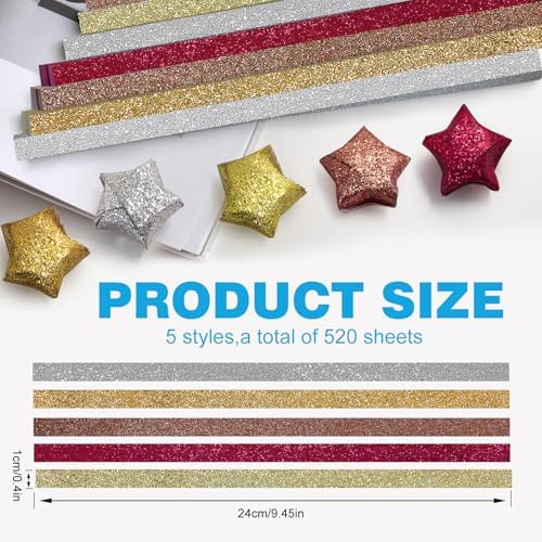 FoDau770 Glitter Star Paper Strips - 520 Sheet, Yellow Series