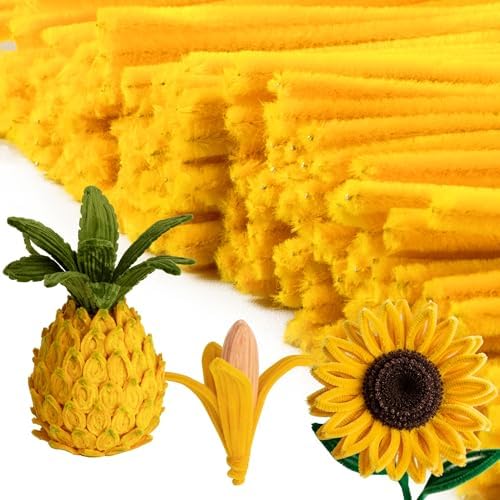 Caydo 200 Pieces Blonde Yellow Pipe Cleaners for Flowers