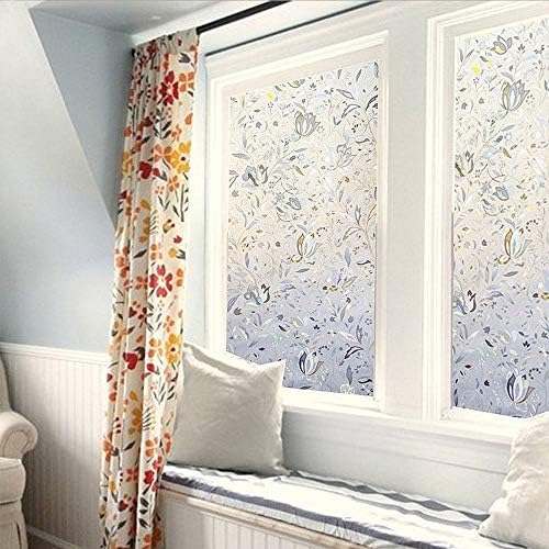 LEMON CLOUD Window Privacy Film, Tulip Stained Glass Sticker 45.2″ x 157.4″