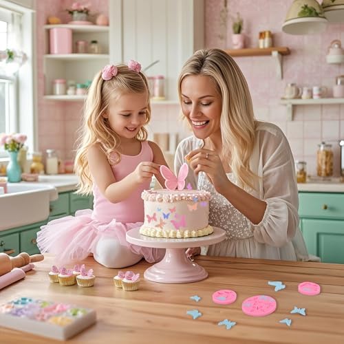 Beasea Silicone Molds, 6pcs Mini Butterfly Silicone Candy Fondant Chocolate Mold Mat Clay Tray Small Cake Decoration Sugar Cupcake Topper Handmade Craft