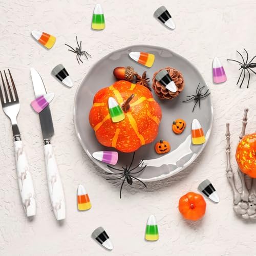 JUNEBRUSHS 50 Pcs Halloween Resin Corn for Halloween Party Crafts Decorations