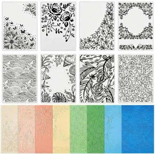8 Pcs Geiseralie Embossing Folders for Card Making,Summer Style