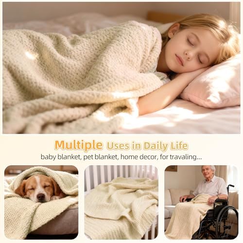 Aeelike Crochet Blanket Kit for Beginners, Easy Soft Crochet Kit, Khaki