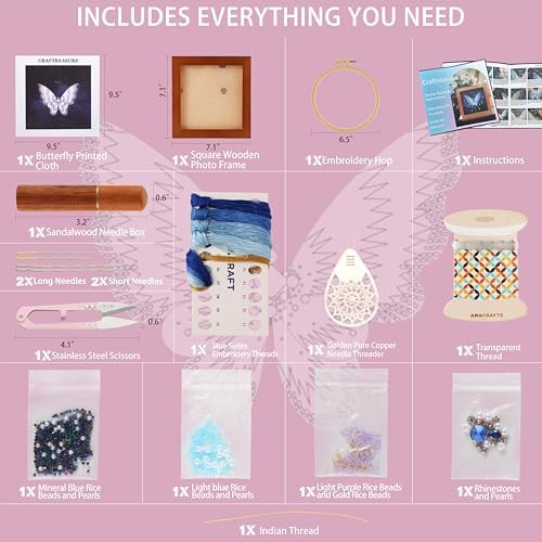 Bead Embroidery Kit for Adults with Instructions Video and Gift Box