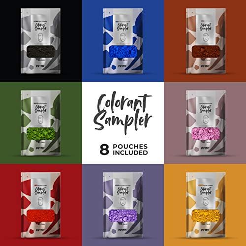 Pifito Oxide Pigment Colorants Sampler - 8 Beautiful Colors for Soap Making Supplies (.25 oz ea) - Red, Blue, Yellow, Pink, Green, Brown, Black, Violet - Bath Bombs Coloring Powder