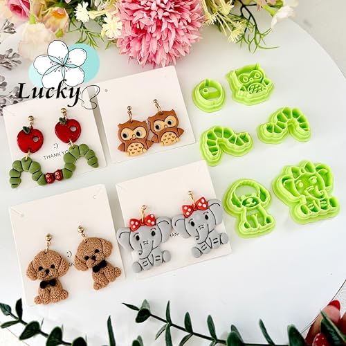 6pcs Animal Shape Polymer Clay Cutter Sets, Spring Clay Cutters for Clay Jewelry, Clay Cutters for Earrings Square, Jewelry Earrings Making