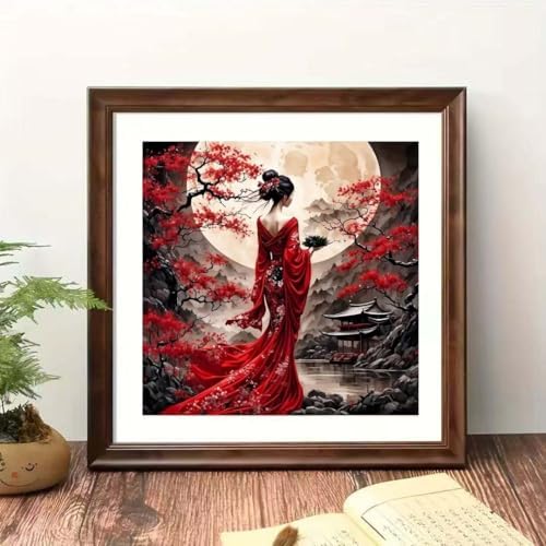 OJTOYART Diamond Art Kits for Adults, Oriental Lady & Moon 5D DiamondPainting Kits for Beginners, DIY Diamonds Dots Paint by Gem Art,Beginner Home Wall Decor 13.79 X 13.79 Inch