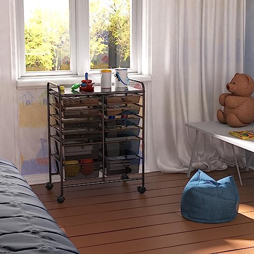Simple Houseware 12 Drawers Rolling Utility Cart Organizer, Black