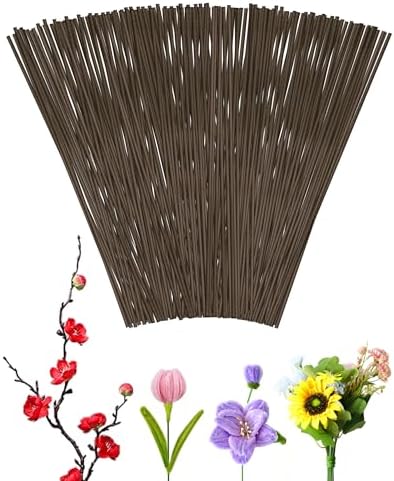50 PCS FIVEIZERO 16 Gauge Brown Floral Wire Stems for Artificial Flower Making,Florist Wire,Flower Wires for Crafts,Alambre para Flores for Wreaths, Flower Arrangements and DIY Projects